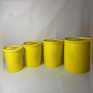 Vintage TUPPERWARE Servalier Canister Set with lids Harvest Yellow - Set of 4